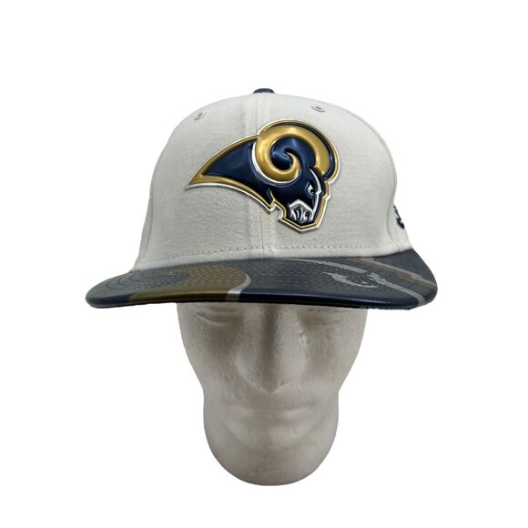 New Era Los Angels Rams Mens 7 1/4 59Fifty Fitted Embossed Logo PU Bill Cap - Picture 1 of 12